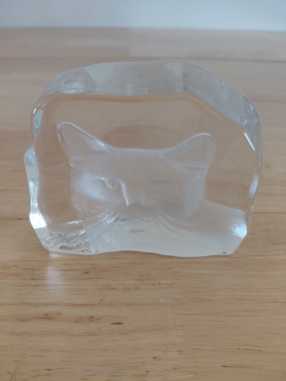 Vintage lead crystal cat paperweight